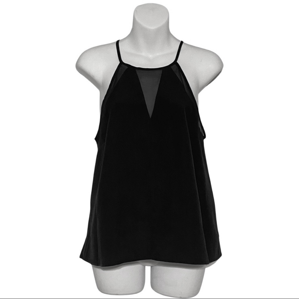 1.State Black Sheer Cut Out Strapy Tank Top